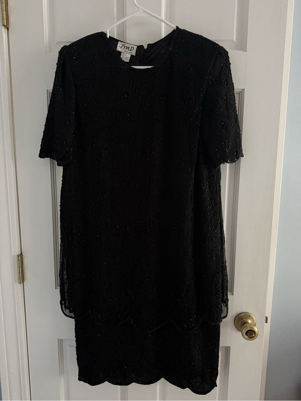 Vintage 80’s JMD New York Silk Beaded Evening Dress Size Large